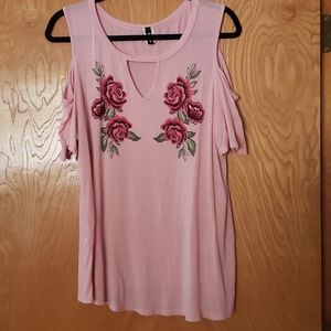 Rosy Cold-Shouldered Top